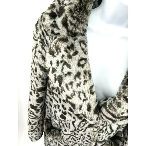 Lovers and Friends Size Small Gray Jacket Coat Faux Fur Animal Print - Picture 8 of 15